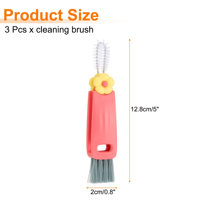 3pcs Cup Lid Cleaning Brush, Flower Water Bottle Cleaner Brush Red