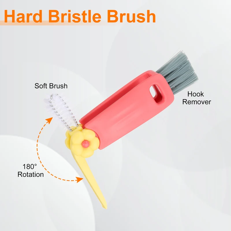 3pcs Cup Lid Cleaning Brush, Flower Water Bottle Cleaner Brush Red
