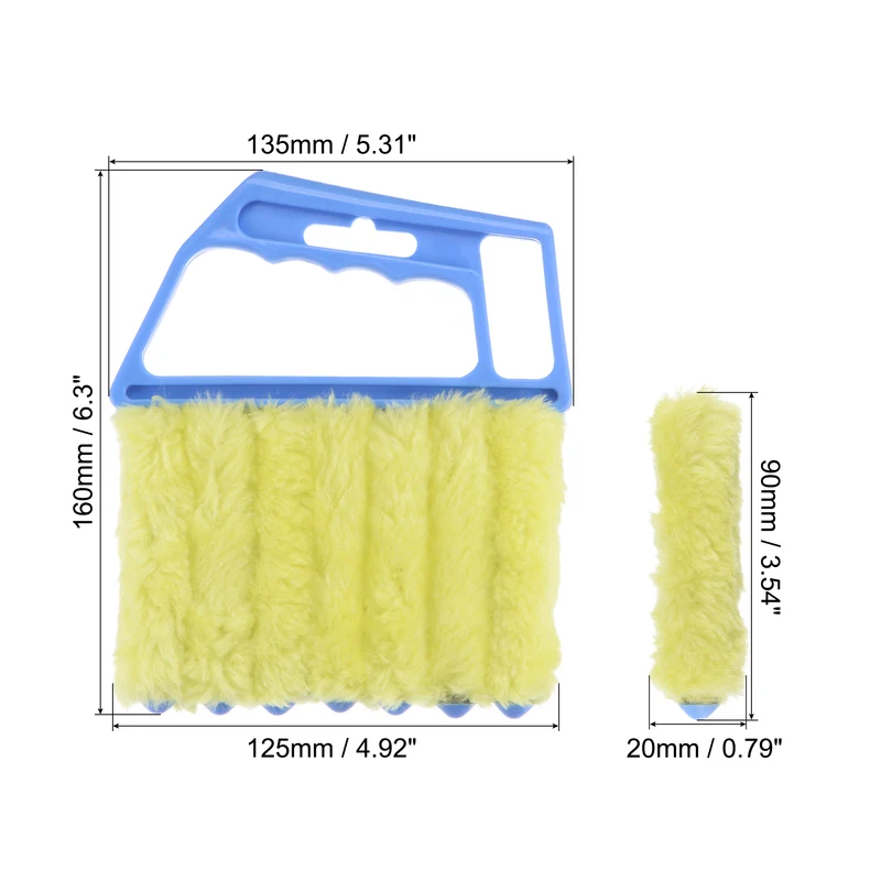 2Pcs Window Blind Handheld 7 Finger Shutters Brush Tool Blue Handle