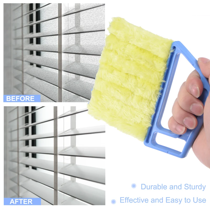 2Pcs Window Blind Handheld 7 Finger Shutters Brush Tool Blue Handle
