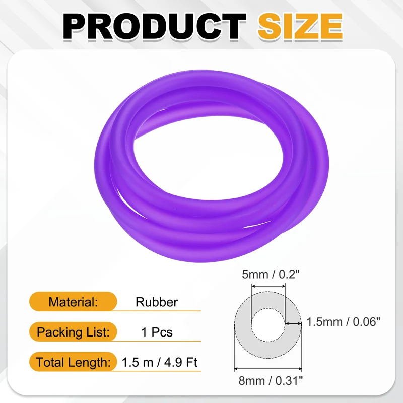 Fuel Line Hose Tube, Rubber Petrol Fuel Gas Line Pipe 3/16" ID 4.9ft, Purple