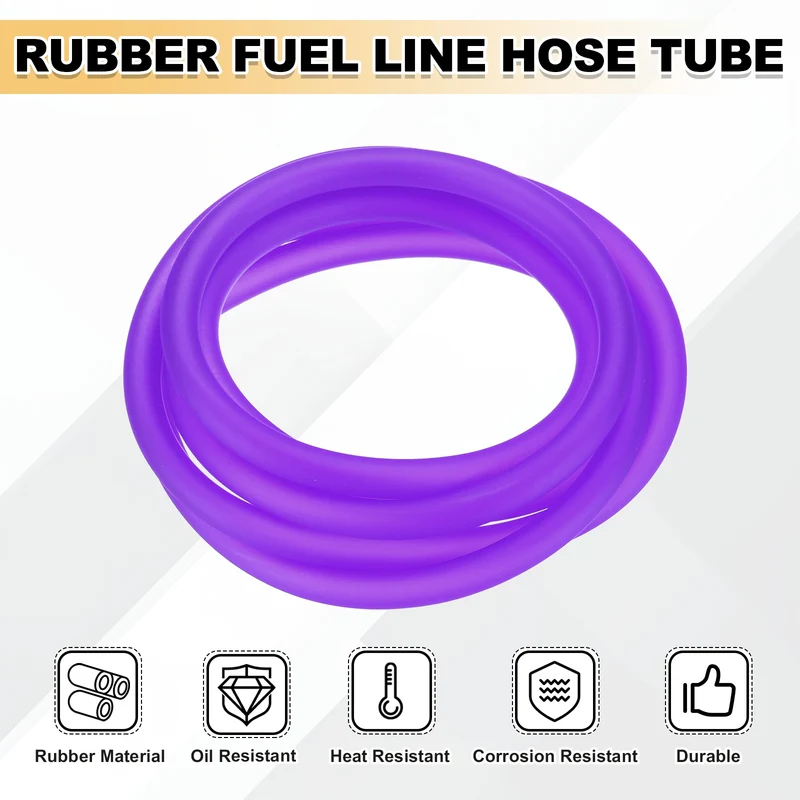 Fuel Line Hose Tube, Rubber Petrol Fuel Gas Line Pipe 3/16" ID 4.9ft, Purple