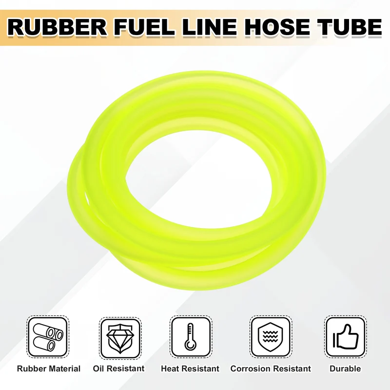 Fuel Line Hose Tube, Rubber Petrol Fuel Gas Line Pipe 3/16" ID 4.9ft, Yellow
