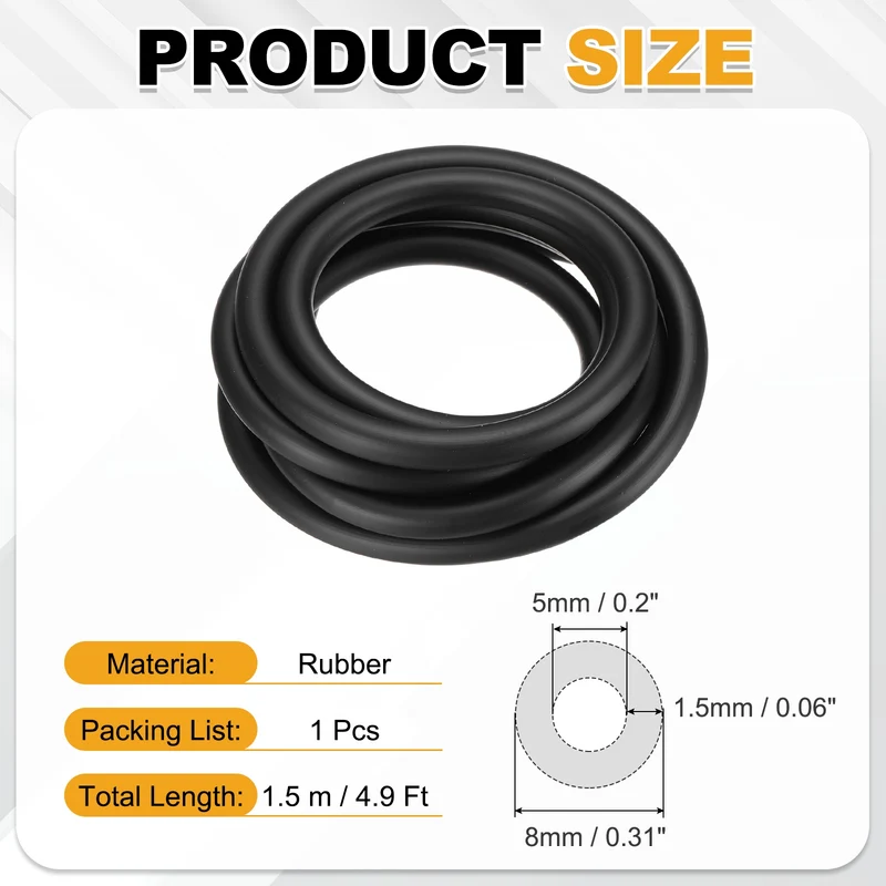 Fuel Line Hose Tube, Rubber Petrol Fuel Gas Line Pipe 3/16" ID 4.9ft, Black