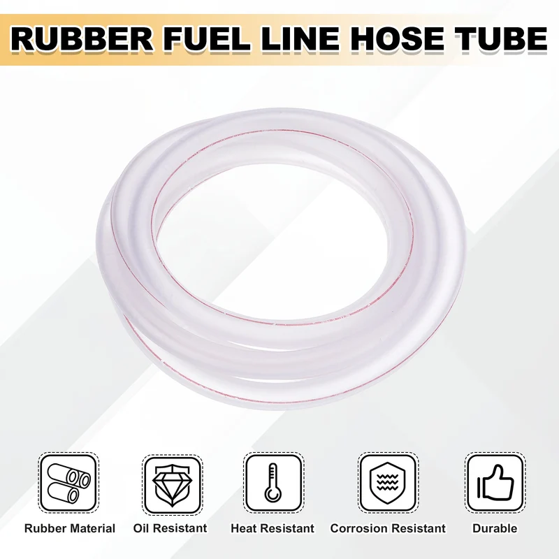 Fuel Line Hose Tube, Rubber Petrol Fuel Gas Line Pipe 3/16" ID 4.9ft, Clear
