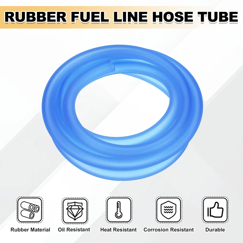 Fuel Line Hose Tube, Rubber Petrol Fuel Gas Line Pipe 3/16" ID 4.9ft, Blue