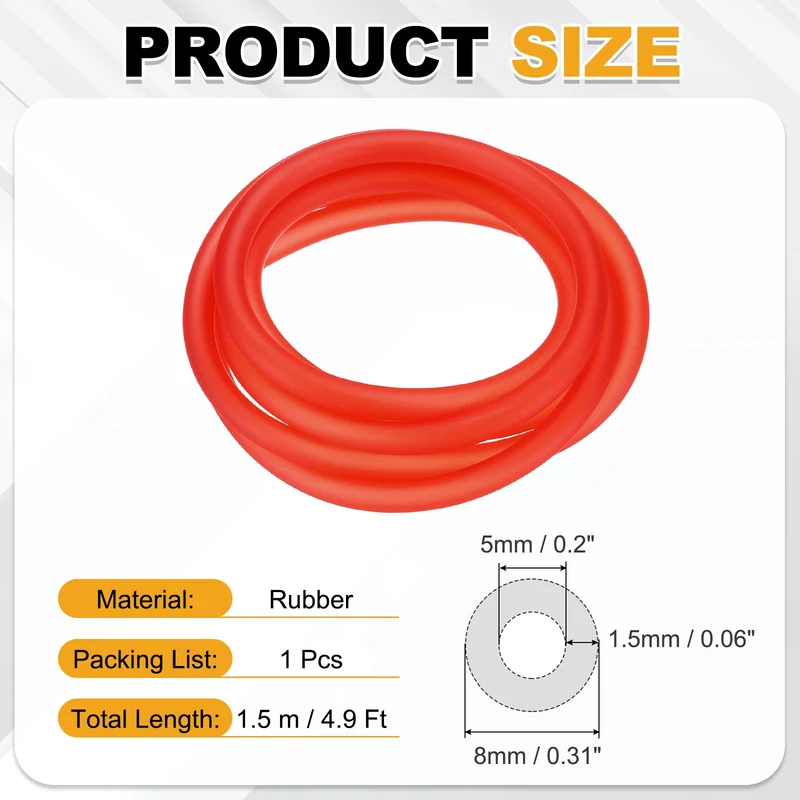 Fuel Line Hose Tube, Rubber Petrol Fuel Gas Line Pipe 3/16" ID 4.9ft, Red