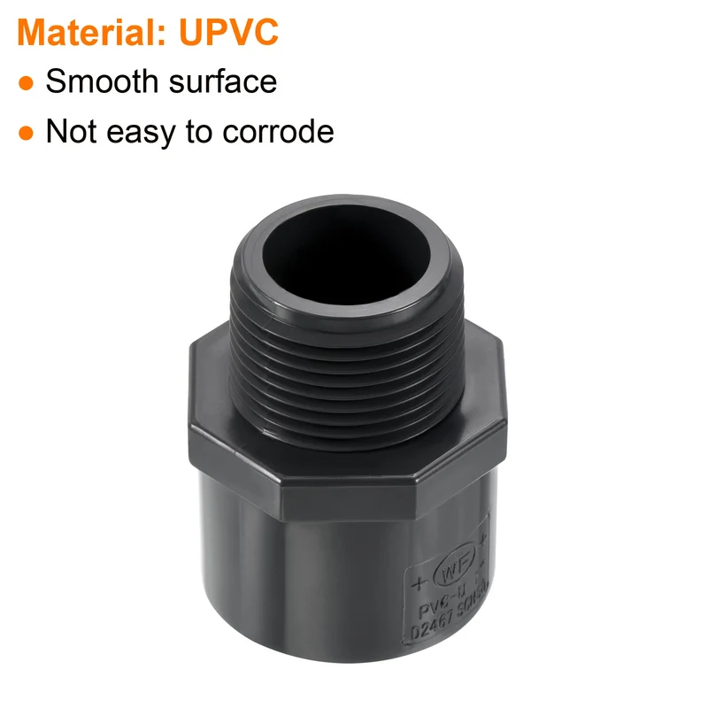 4Pcs Pipe Fitting 1NPT Male Thread 1" Socket Straight Connector Gray