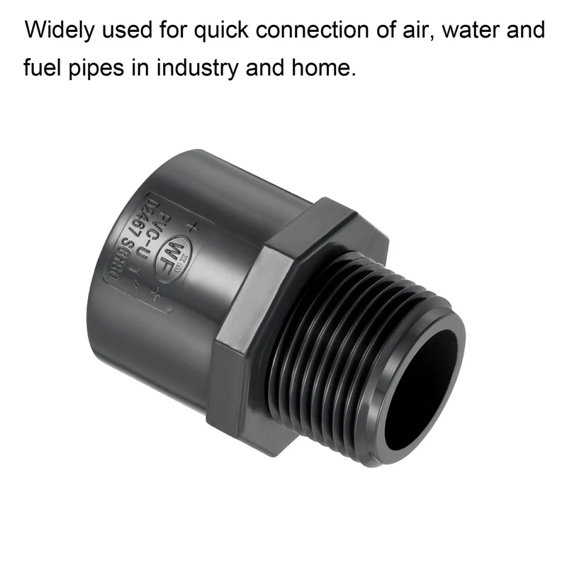 4Pcs Pipe Fitting 1NPT Male Thread 1" Socket Straight Connector Gray