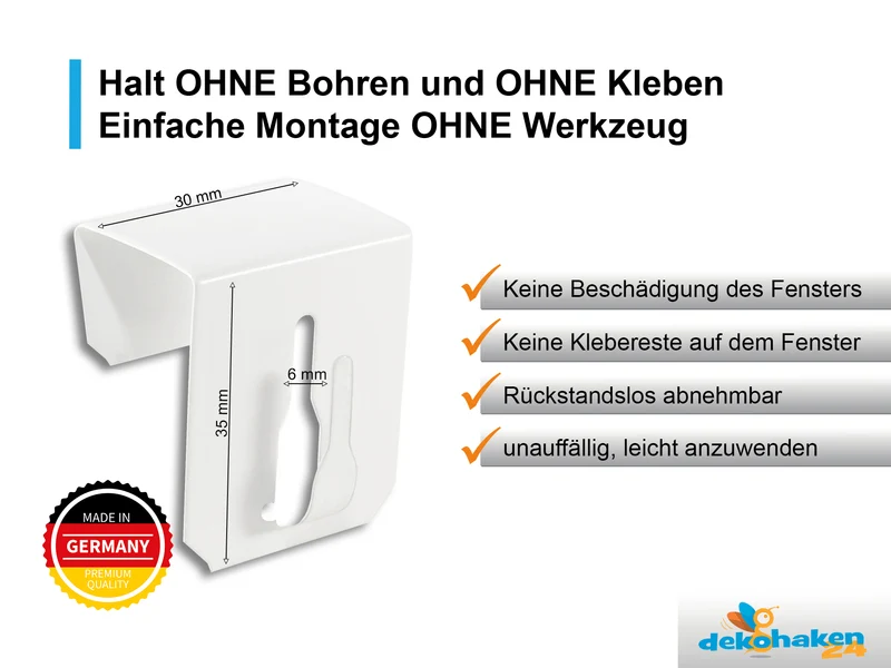 Fensterhaken aus Federedelstahl 12–23 mm für Deko & Vitragestangen