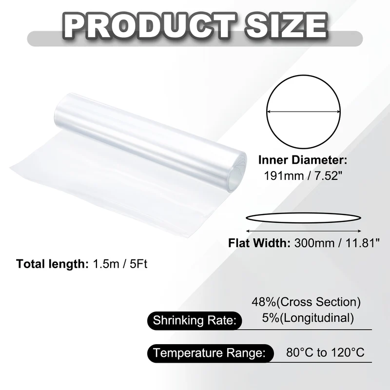 Battery Wrap, Heat Shrink Tubing, 300mm Flat Width 191mm ID, Transparent