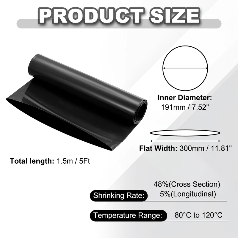Battery Wrap, Heat Shrink Tubing, 300mm Flat Width 191mm ID, Black