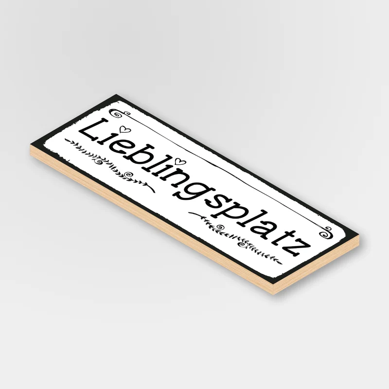 Holzschild "Lieblingsplatz" bedruckt 10x28cm Deko