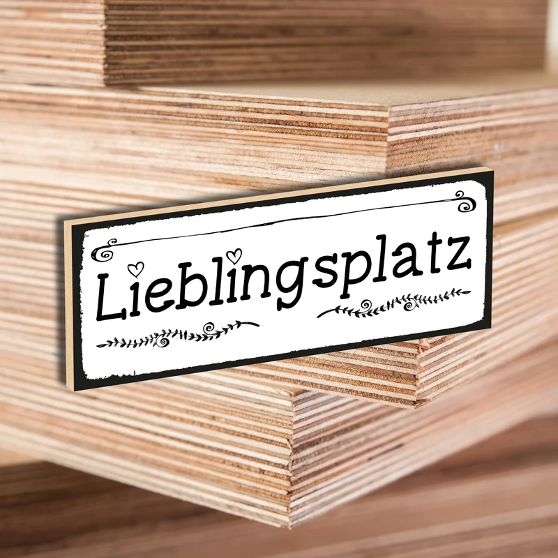 Holzschild "Lieblingsplatz" bedruckt 10x28cm Deko