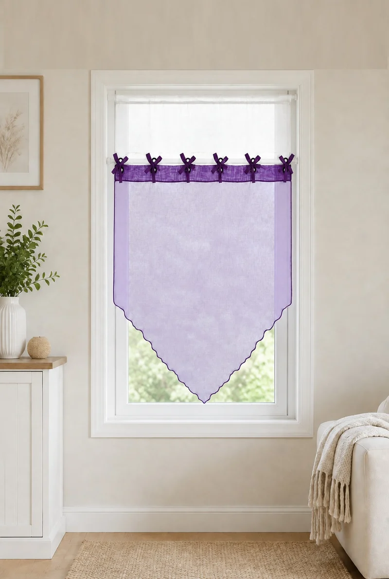 Design Kuvert Scheibengardine Bistrogardine Kurzgardine Lila transparent 2192
