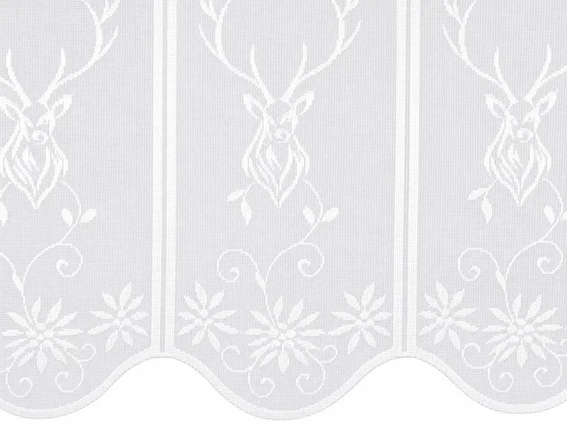 Scheibengardine Jacquard Hirsch weiß Höhe 75cm versch. Breiten