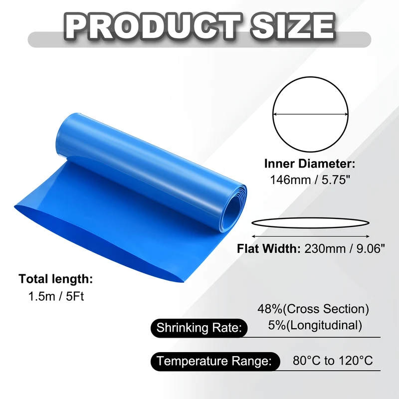 Battery Wrap, Heat Shrink Tubing, 230mm Flat Width 146mm ID, Blue