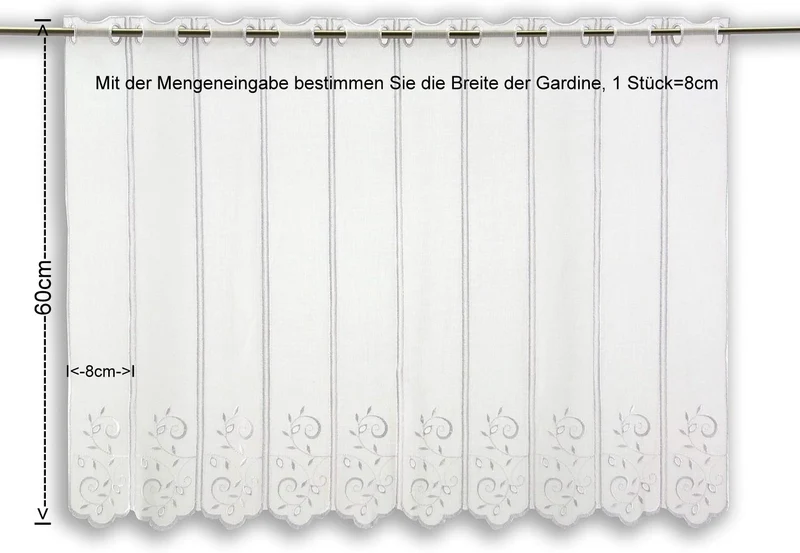 Scheibengardine bestickt weiß Ranke nach Maß