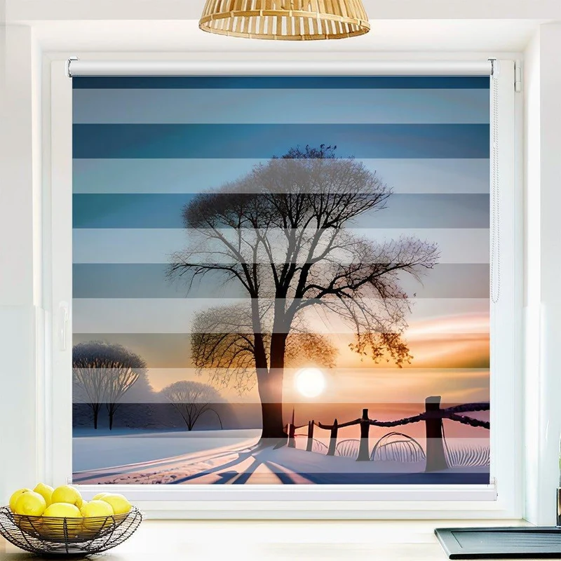 Klemmfix Doppelrollo "Baum Winter Schnee" | Klemm Doppelrollo