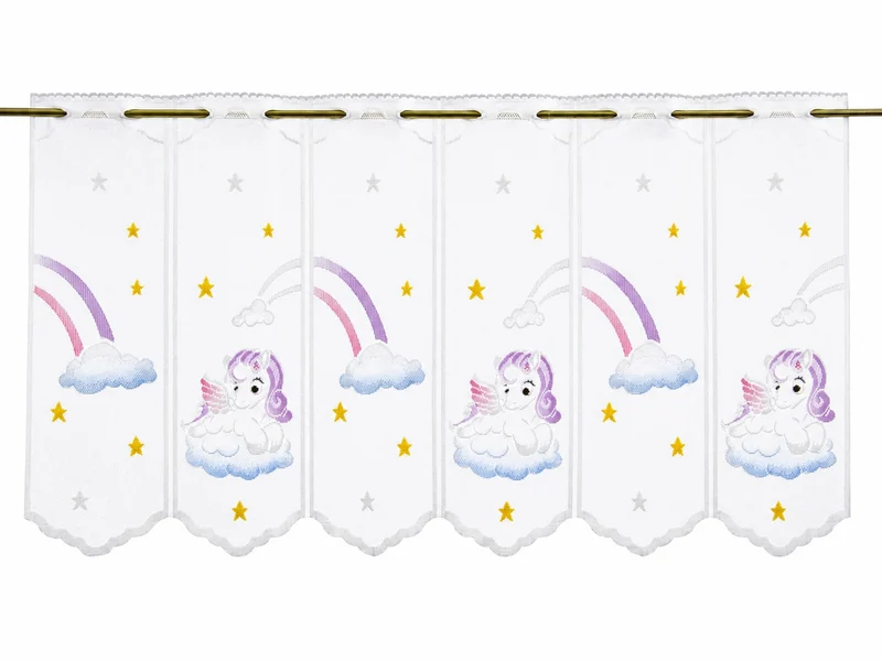 nach Maß Scheibengardine Pegasus Höhe 50cm Bistrogardine Kinderzimmer Einhorn