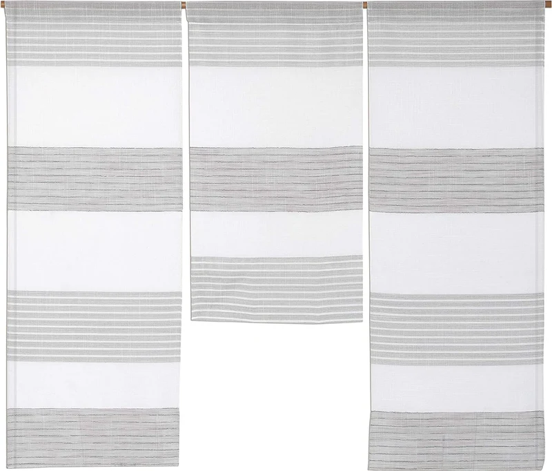 Design Mini Flächenvorhang Set weiß taupe Scheibengardine 4014-09