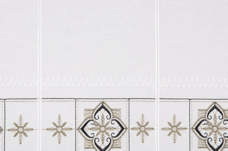 nach Maß Scheibengardine Ornament Blume bestickt Höhe 45/60cm