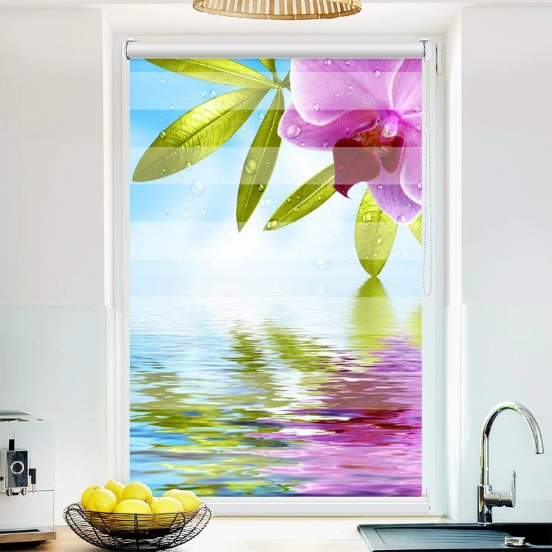 Klemmfix Doppelrollo "Orchi Wasser Spiegelung" | Klemm Doppelrollo