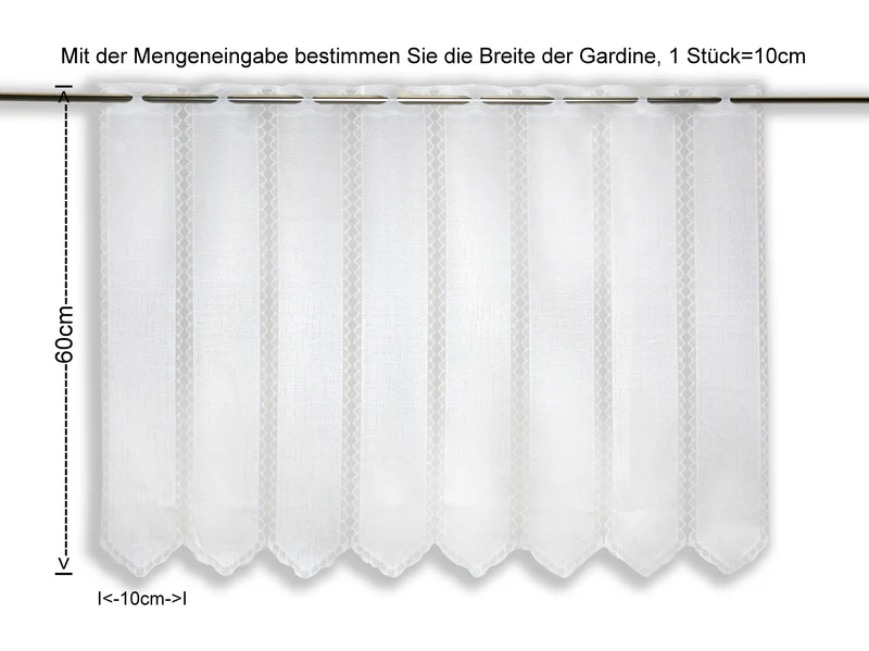 Nach Maß Scheibengardine weiß Höhe 30/45/60/90cm 7002