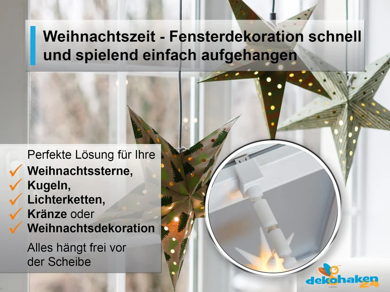 Fensterhaken/Dekohaken mit Distanzhalter, Größe L, Klemmbereich 10-27 mm