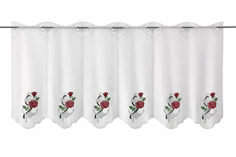 nach Maß Scheibengardine Anker Rose Höhe 45cm