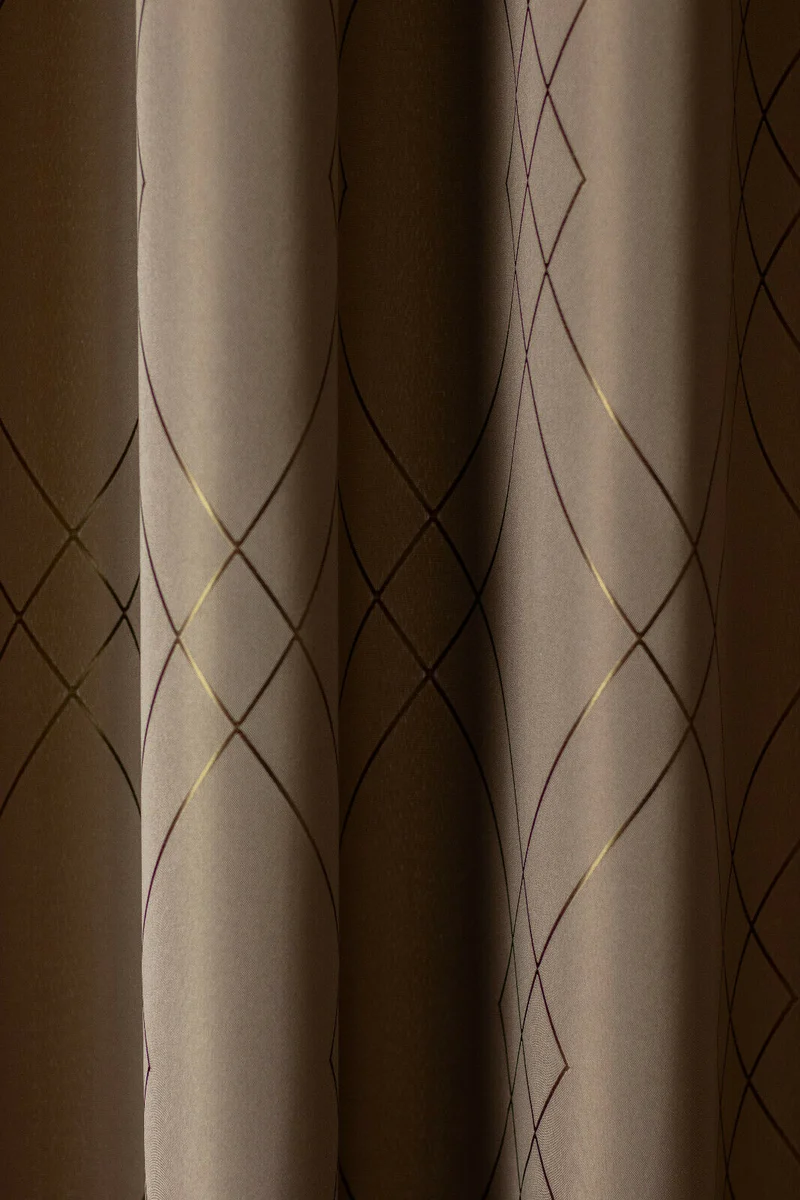 Ösenschal bestickt Raute braun BxH 140x245cm