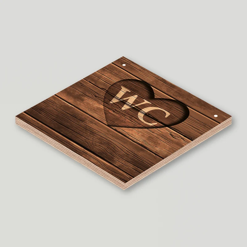 Holzschild "WC" bedruckt 20x20cm Deko