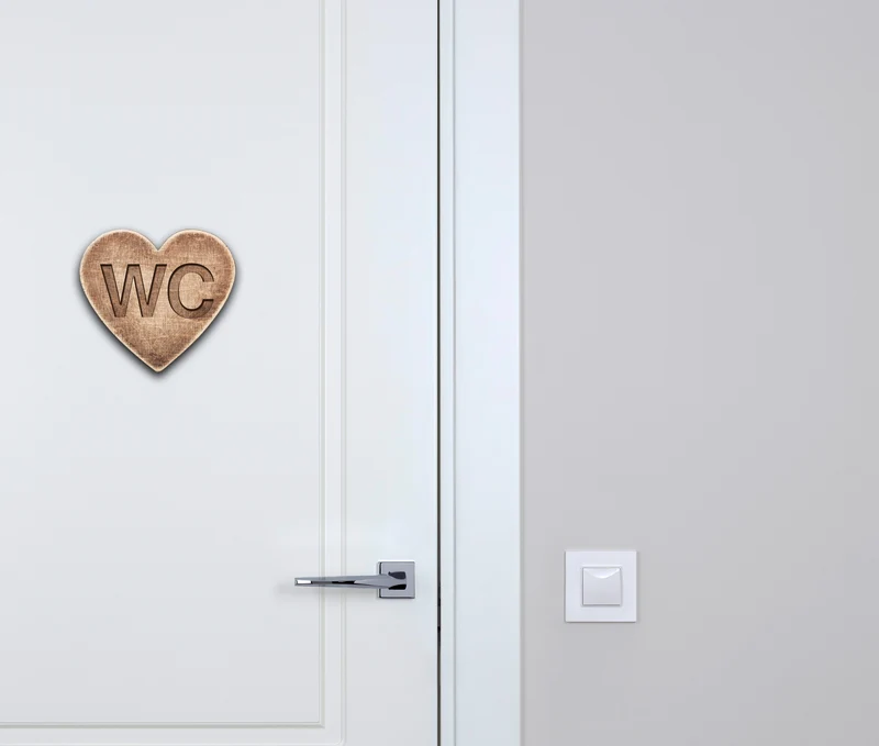 Alu Dibond Herz WC Türschild 13x12cm