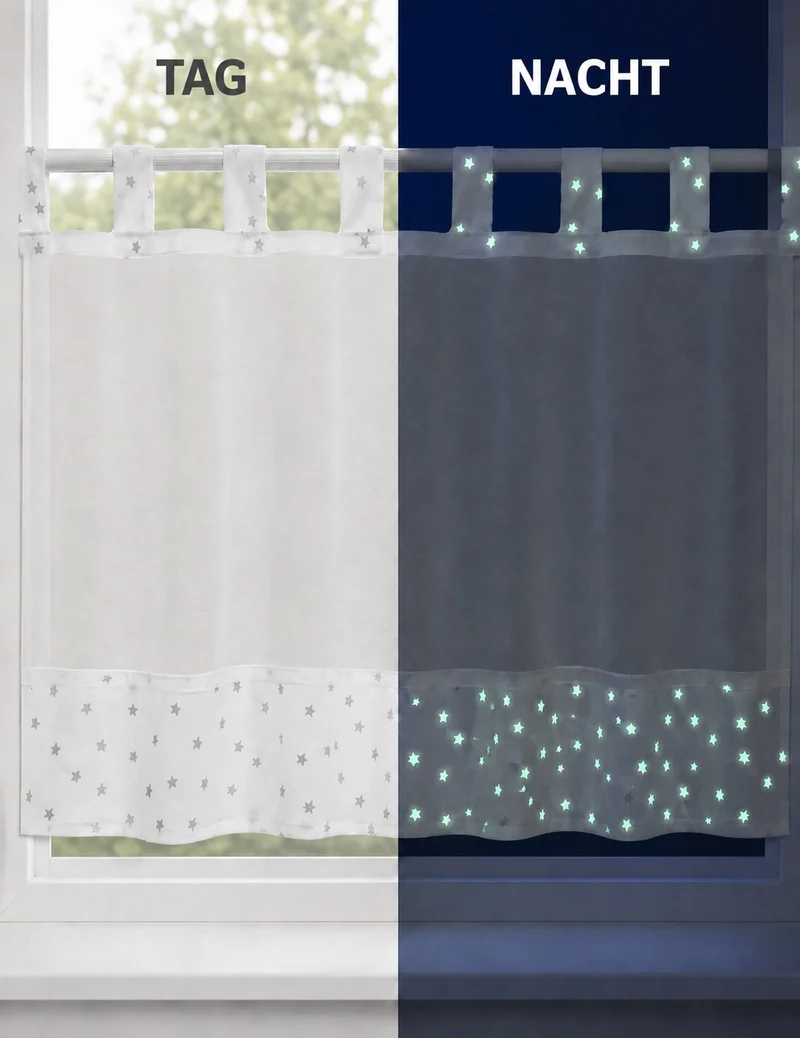 Design Schlaufen Scheibengardine kleine Sterne (leuchtend)