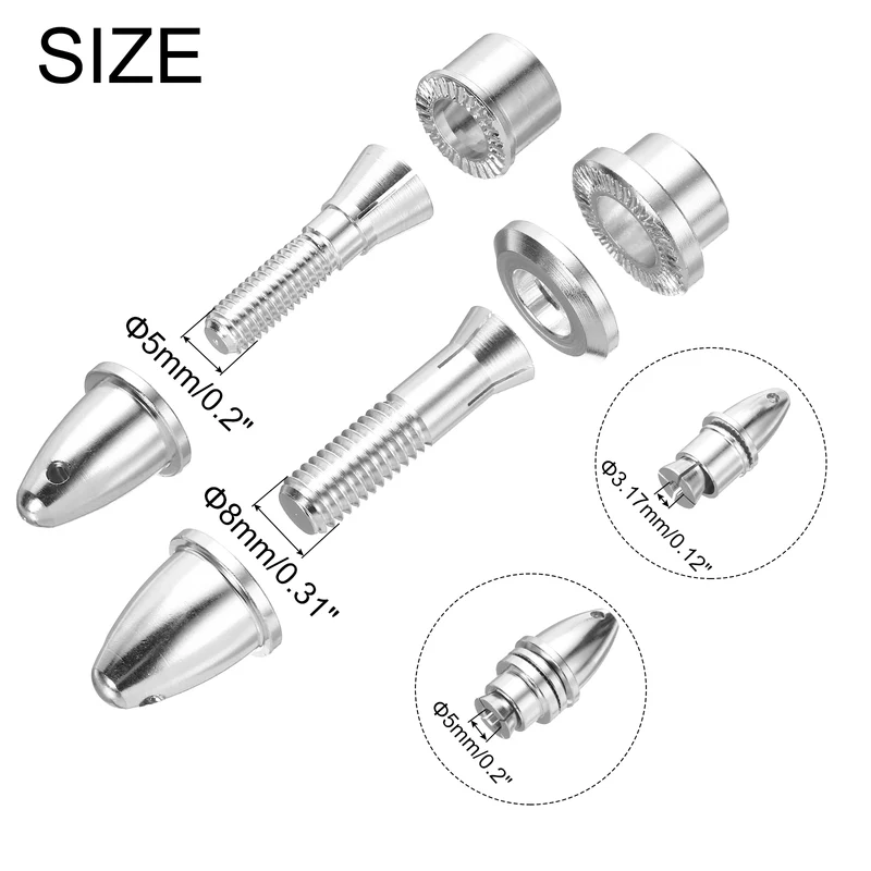 6 Pcs RC Airplane Propeller Adaptor （3.17*5) （5*8) mm Aperture Output Axle 3pcs