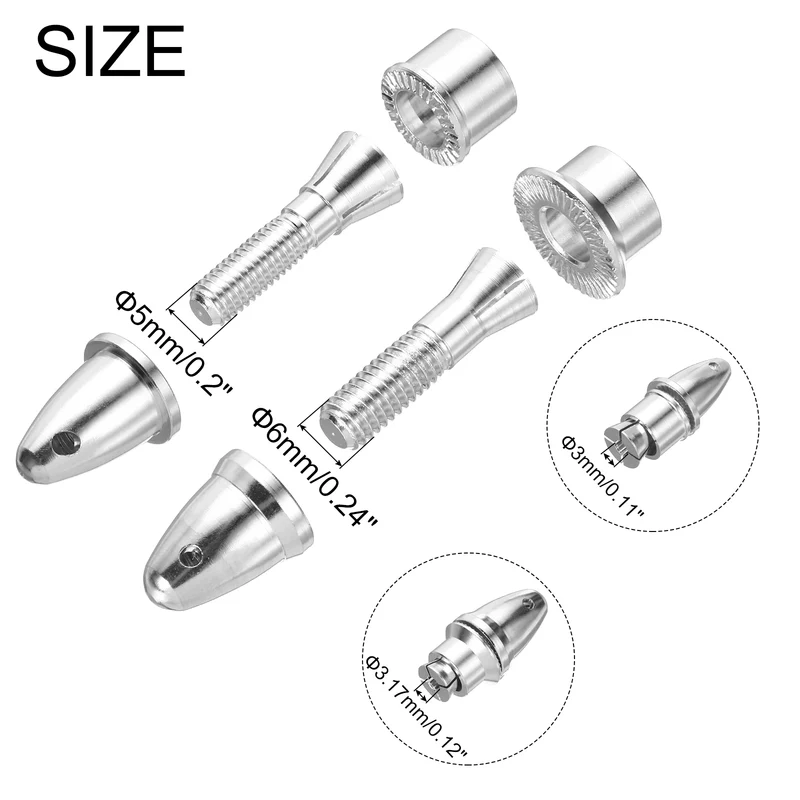 6 Pcs RC Airplane Propeller Adaptor （3*5) （3.17*6) mm Aperture Output Axle 3pcs