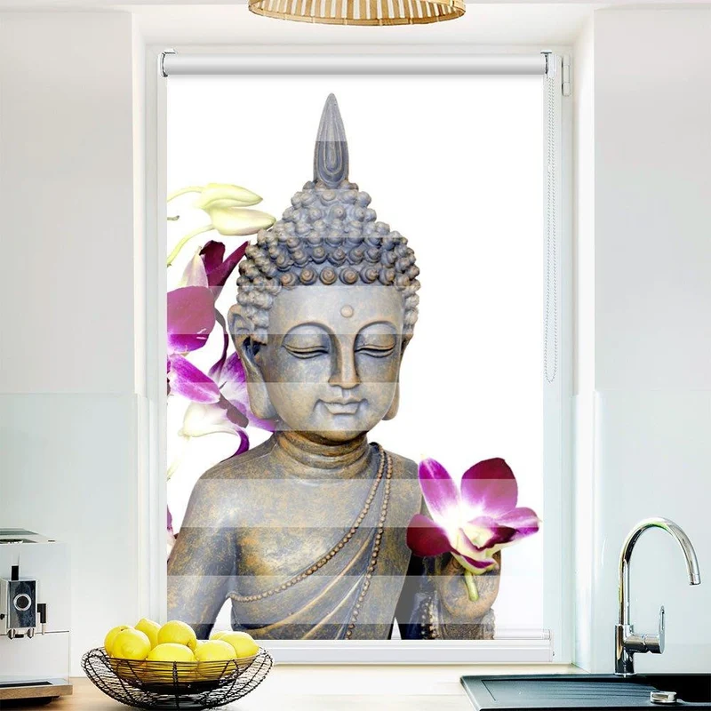 Klemmfix Doppelrollo "Buddh Orchideen Wellness" | Klemm Doppelrollo