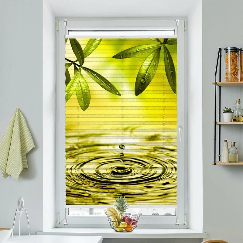 Plissee Motiv "Olivenbaum Wasser Tropfen"