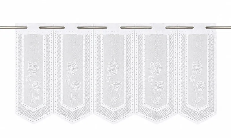 Scheibengardine Jacquard weiß Blume nach Maß