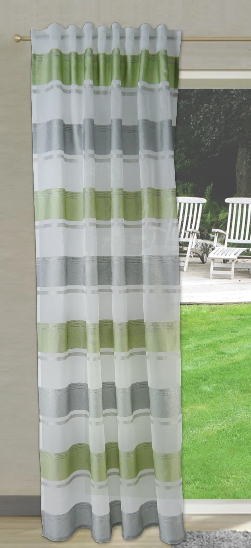 Schlaufenschal 2516 Streifen Quer 140x245 cm grün