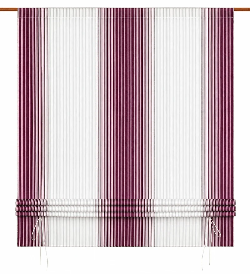 Bändchen-Raffrollo violett - weiß BxH 100x135cm