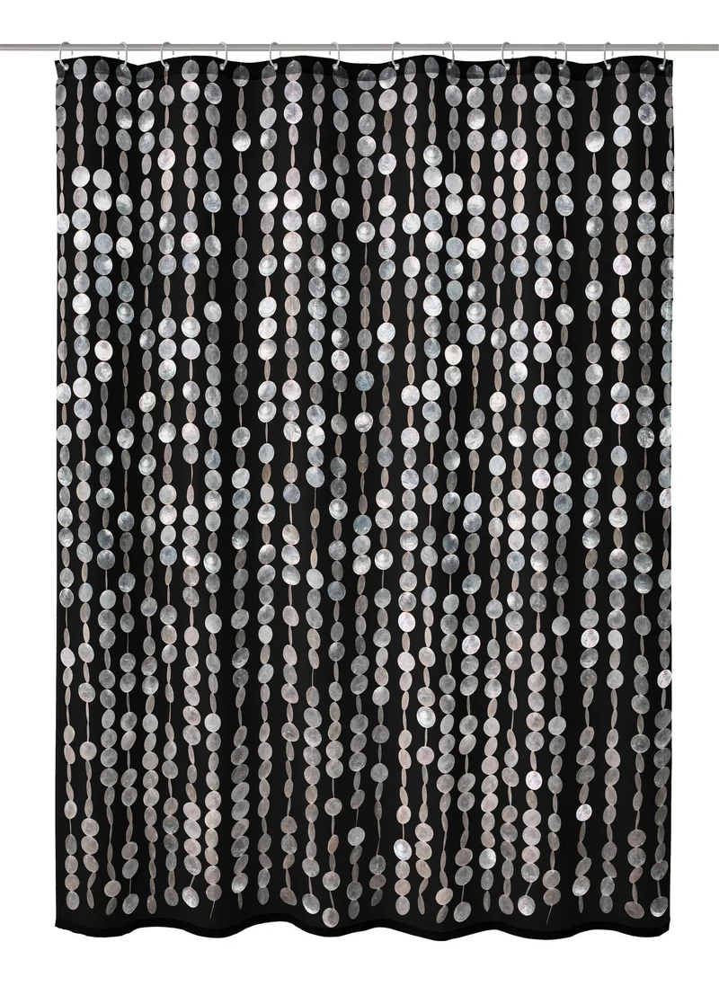 Duschvorhang Textil PERLA Schwarz 180 x 200 cm