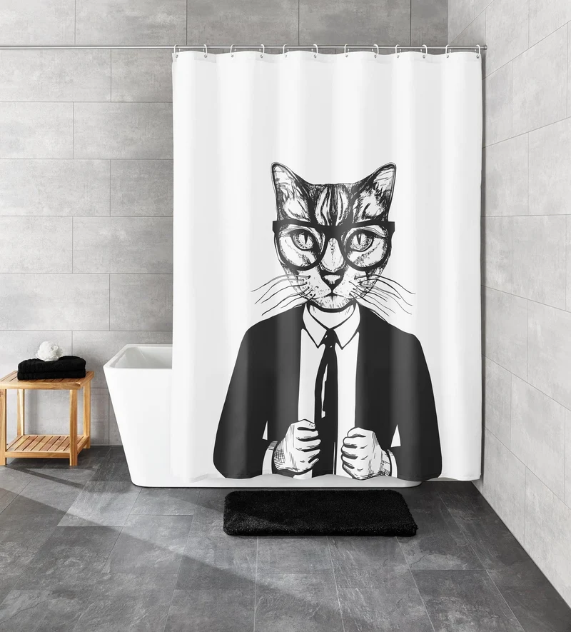 Duschvorhang Textil KALLI Schwarz-Weiß 180 x 200 cm