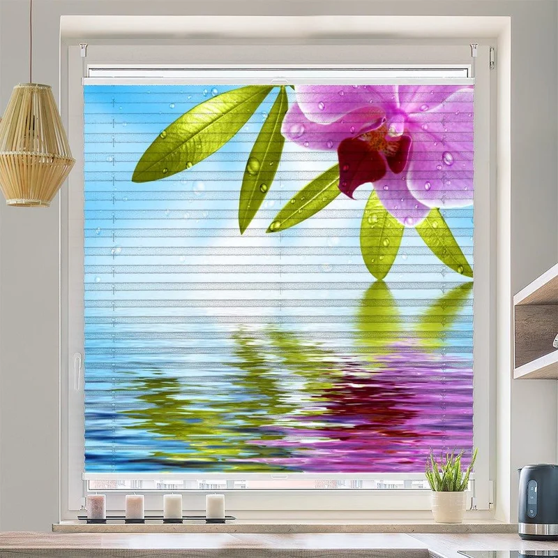 Plissee Motiv "Orchidee Wasser Spiegelung"