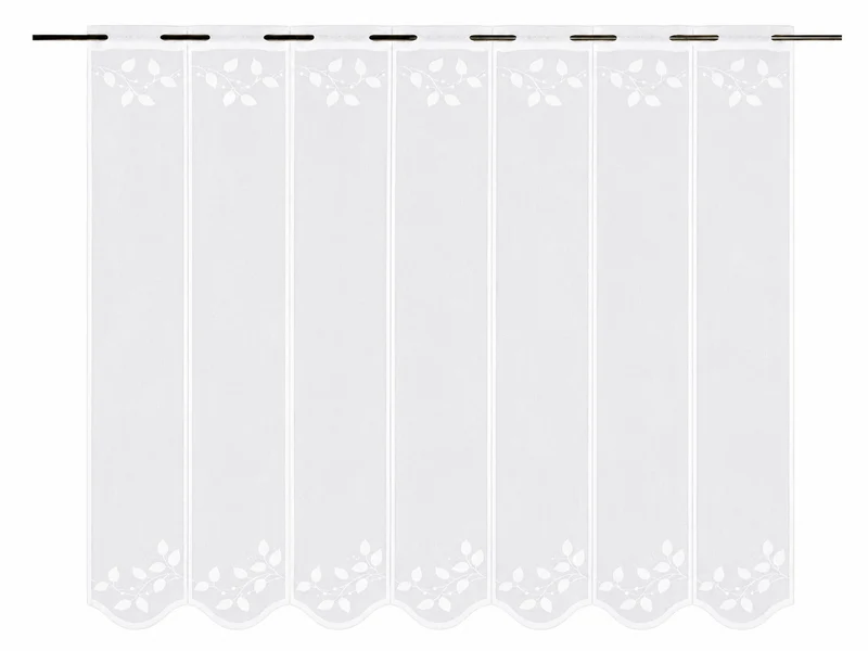 Nach Maß Scheibengardine Jacquard weiß Blätter in 4 versch. Höhen