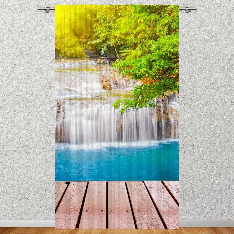 Schal mit Druckmotiv Steg und Wasserfall BxH 135x245cm (blickdicht)
