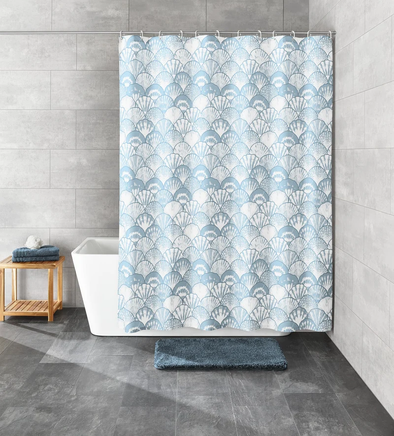 Duschvorhang Textil CONCHA Iceblue 180 x 200 cm