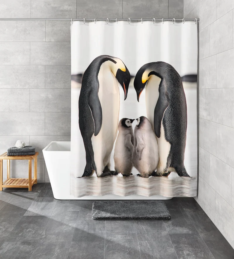 Duschvorhang Textil JACKSONS Schwarz-Weiß 180 x 200 cm