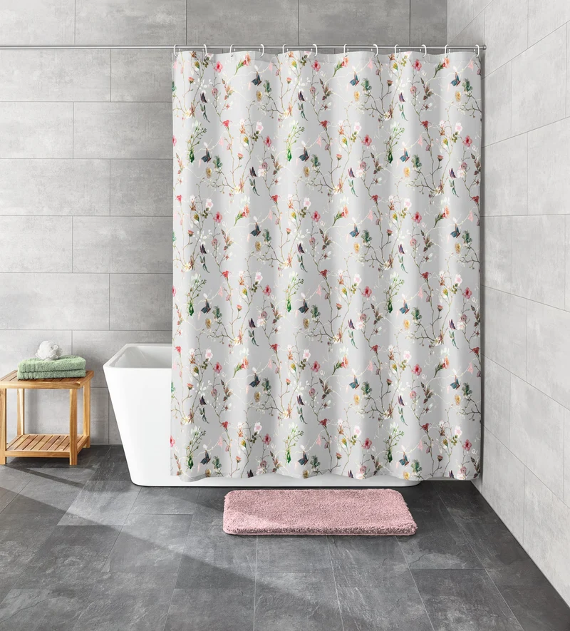 Duschvorhang Textil FLORES Multicolor 180 x 200 cm
