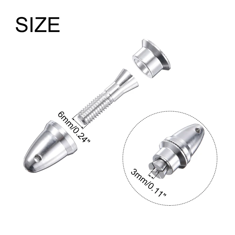 RC Plane Airplane Spinners, 3mm Aperture and 6mm Output Axle Propeller Adapter Saver for Shaft Brushless Motor Speed Controllers, Pack of 3